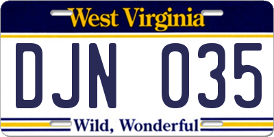 WV license plate DJN035