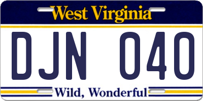 WV license plate DJN040