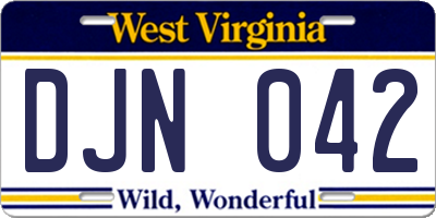 WV license plate DJN042