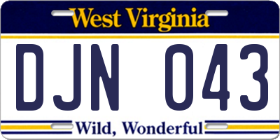 WV license plate DJN043