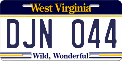 WV license plate DJN044