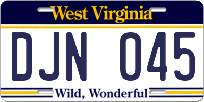 WV license plate DJN045