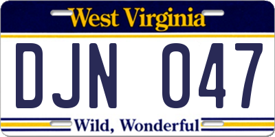 WV license plate DJN047