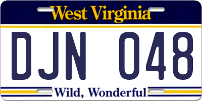 WV license plate DJN048