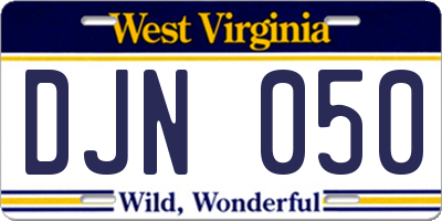 WV license plate DJN050
