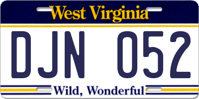 WV license plate DJN052
