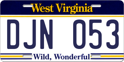 WV license plate DJN053