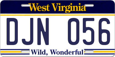 WV license plate DJN056
