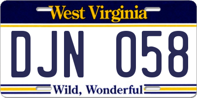 WV license plate DJN058