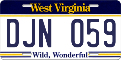 WV license plate DJN059