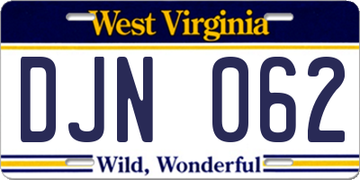 WV license plate DJN062