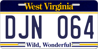 WV license plate DJN064
