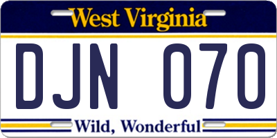 WV license plate DJN070