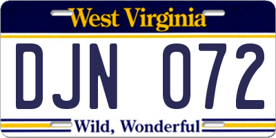 WV license plate DJN072