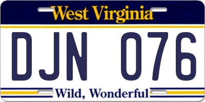 WV license plate DJN076