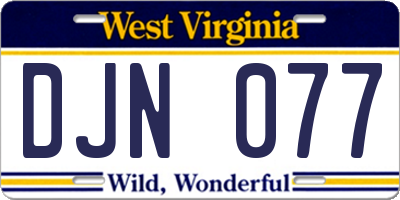 WV license plate DJN077