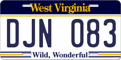 WV license plate DJN083