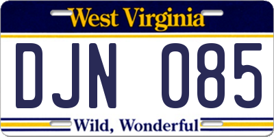 WV license plate DJN085