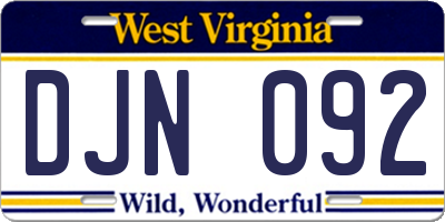 WV license plate DJN092