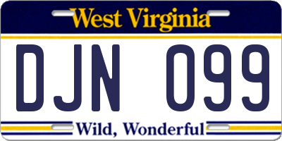 WV license plate DJN099