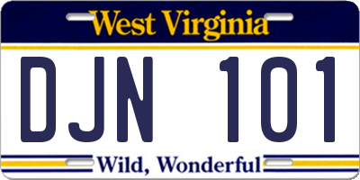 WV license plate DJN101