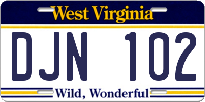 WV license plate DJN102