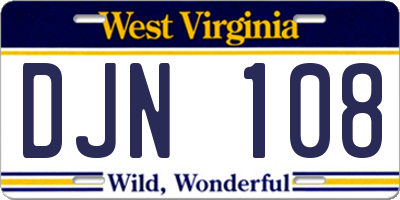 WV license plate DJN108