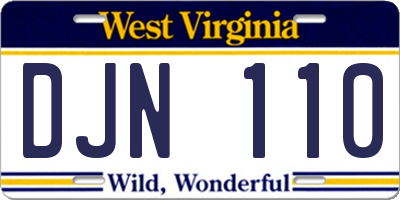 WV license plate DJN110