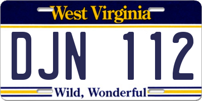 WV license plate DJN112