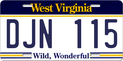 WV license plate DJN115