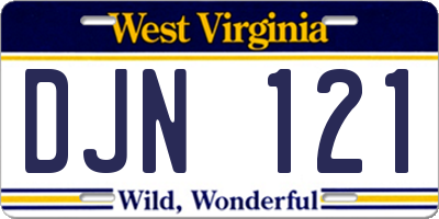 WV license plate DJN121