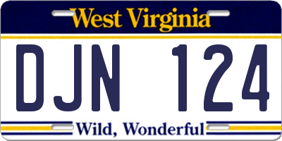 WV license plate DJN124