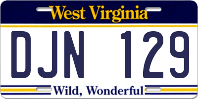 WV license plate DJN129
