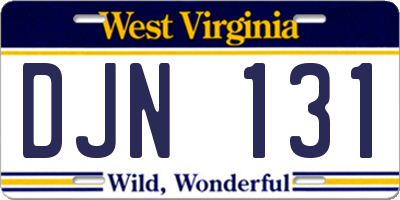 WV license plate DJN131