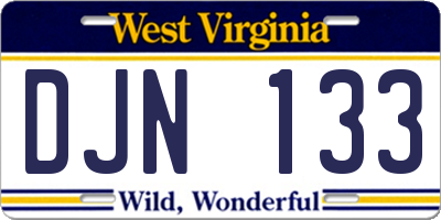 WV license plate DJN133