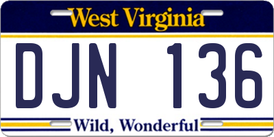 WV license plate DJN136