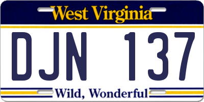 WV license plate DJN137