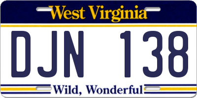 WV license plate DJN138