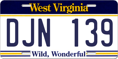 WV license plate DJN139