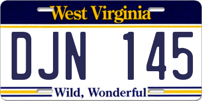 WV license plate DJN145