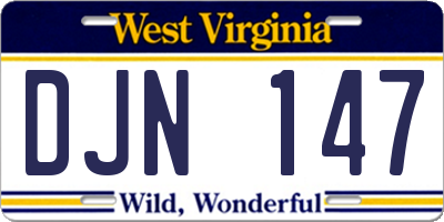 WV license plate DJN147