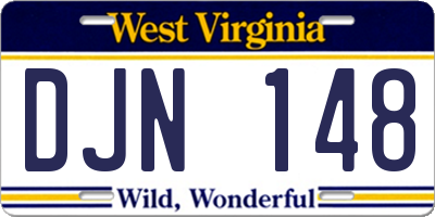 WV license plate DJN148