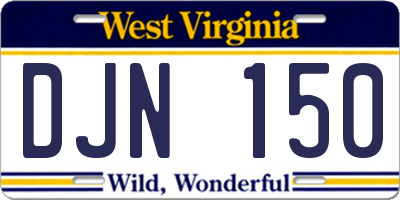 WV license plate DJN150