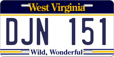 WV license plate DJN151