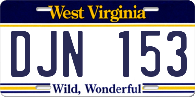WV license plate DJN153