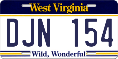 WV license plate DJN154