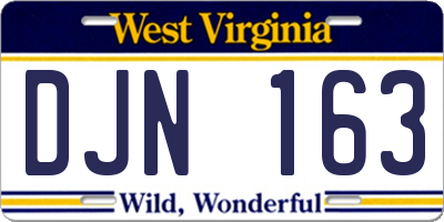 WV license plate DJN163