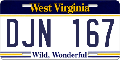WV license plate DJN167