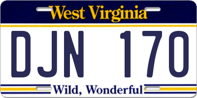 WV license plate DJN170
