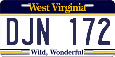 WV license plate DJN172